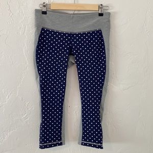 New Balance for J. Crew Navy/Gray Polka Dot Capri Athletic Leggings Size Medium